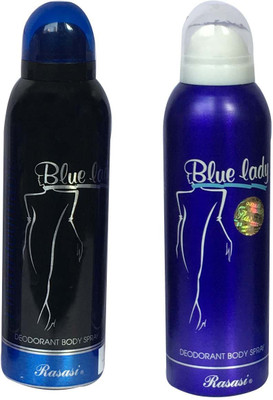

Rasasi Blue Lady & Blue Lady Black 2 (Pack of 2) Body Spray - For Women(400 ml, Pack of 2)