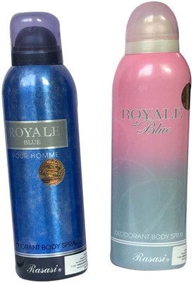 

Rasasi Royale Blue Pour Homme & Royale Blue (Pack of 2) Body Spray - For Men & Women(400 ml, Pack of 2)