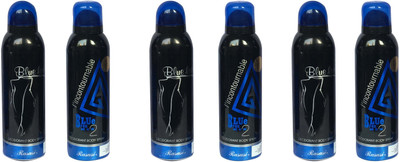 

Rasasi Blue Lady 2 & Blue for Man 2 (Pack of 6) Body Spray - For Men & Women(1200 ml, Pack of 6)