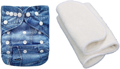 

Baby Shopiieee Pocket Style Cloth Diaper + One Microfiber Insert - KM-17 -Blue - L
