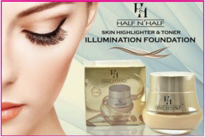 Half N Half Illuminating Foundation with Skin Highlighter & Toner ( Natural Beige) Foundation(Natural Beige)