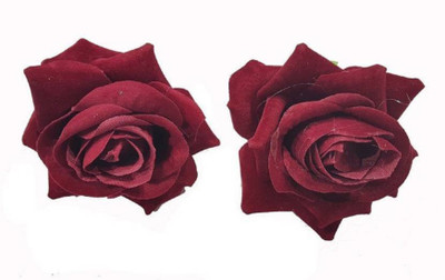 

Iyaan Beautiful Velvet Rose Hair Flower Clips & Brooch Pins For Women & Girls Hair Clip(Maroon)