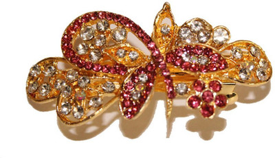 

T Net Fashion Hair clips with stone Back Pin(Pink)
