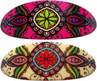 

Shreya Collection Combo of 2 Multicolour Shiny Floral Print Hair Ponytail Barrette Clutcher Alligator Buckle with Banana Clip for Women/Girl Back Pin(Multicolor)