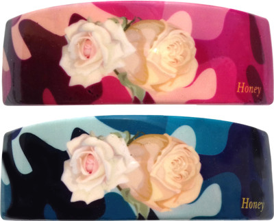 

Shreya Collection Combo of 2 Multicolour Shiny Floral Print Hair Ponytail Barrette Clutcher Alligator Buckle with Banana Clip for Women/Girl Back Pin(Multicolor)