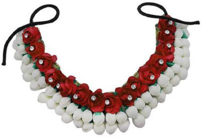 

Kuiri Traditional Red Floral Hair Brooch Bun(Red, White)