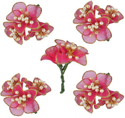 

Iyaan Hair Accessories Flowers (Set Of 5 Flowers) Hair Pin(Pink)