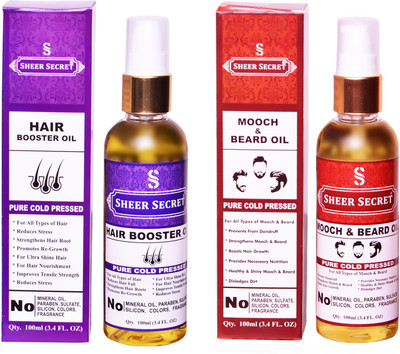 

SHEER SECRET MOOCH & BEARD OIL and HAIR BOOSTER OIL (100% PURE COLD PRESSED OIL) Hair Oil(200 ml)