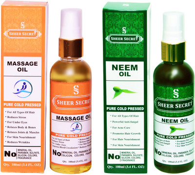 

SHEER SECRET NEEM OIL and MASSAGE OIL (100% PURE COLD PRESSED OIL) Hair Oil(200 ml)
