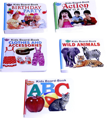 

Homeshopeez Kids Nursery Educational Pocket Books MPD - Birthday Party, Action Words, Clothes And Accessories, Wild Animals, ABC(Multicolor)