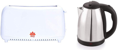 

BMS Lifestyle Kitchen Combo of Bread Two Slice Toasters and Fast Boiling Tea Kettle Cordless. 750 W Pop Up Toaster(White, Silver)