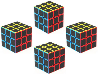

Emob Pack of 4 Carbon Fiber Stickers 3x3 Neon Colors High Speed Magic Rubik Cube Puzzle Toy(4 Pieces)