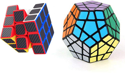 

Emob Pack of 2 Stickerless Megaminx Cube and Carbon Fiber Stickers 3x3 Neon Colors High Speed Magic Rubik Cube Puzzle Toy(2 Pieces)
