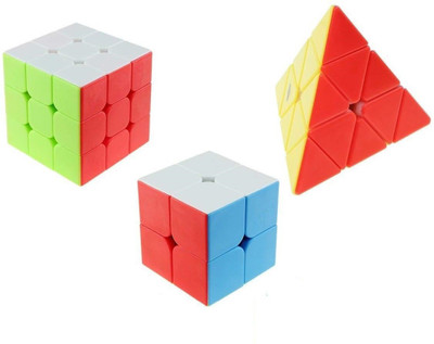 

Emob Pack of 3 Stickerless 2x2, 3x3 and Pyraminx High Speed Magic Rubik Cube Puzzle Toy(3 Pieces)