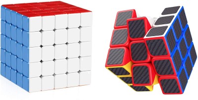 

Emob Pack of 2 Stickerless 5x5 Cube and Carbon Fiber Stickers 3x3 Neon Colors High Speed Magic Rubik Cube Puzzle Toy(2 Pieces)