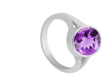 PTM Natural Amethyst (Kathela) Gemstone 4.25 Ratti or 3.87 Carat for Male and Female Sterling Silver Ring