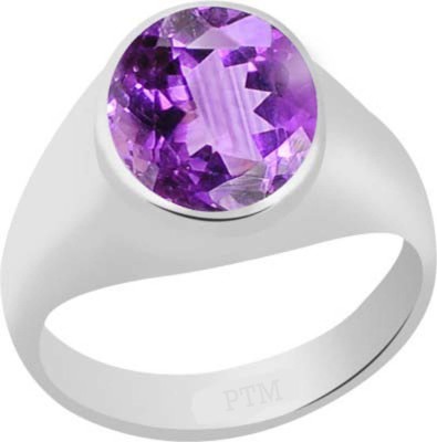 PTM Natural Amethyst (Kathela) Gemstone 3.25 Ratti or 2.96 Carat for Male Sterling Silver Ring