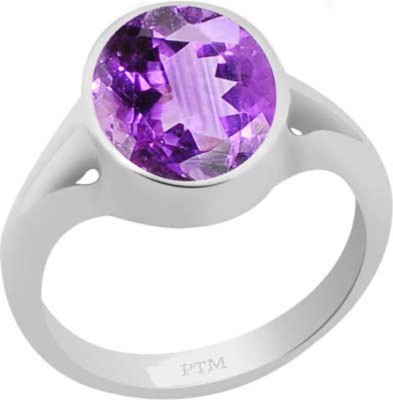 PTM Natural Amethyst (Kathela) Gemstone 6.25 Ratti or 5.69 Carat for Male and Female Sterling Silver Ring