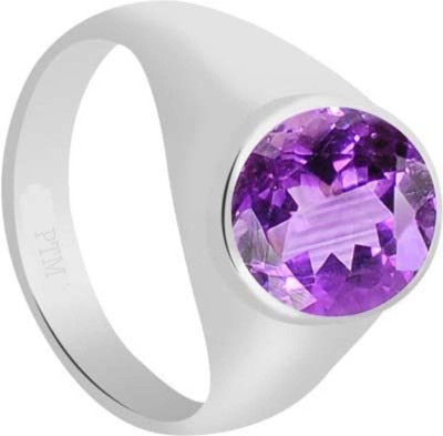 PTM Natural Amethyst (Kathela) Gemstone 5.25 Ratti or 4.78 Carat for Male Sterling Silver Ring