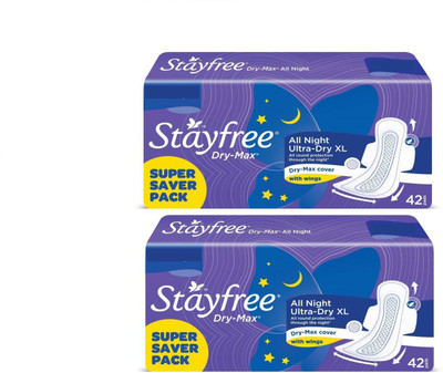 Stayfree Dry Max all Night 42+42 Sanitary Pad Sanitary Pad(Pack of 2)