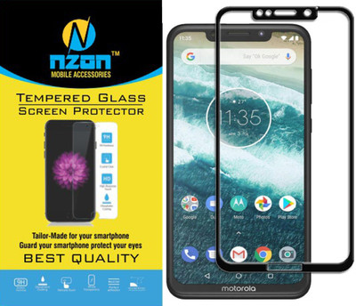 nzon Edge To Edge Tempered Glass for Moto One Power 10D Original Full Coverage Curved Scratch Proof Bubble Free 0.3mm Tempered Glass for Moto One Power Screen Protectors - Black(Pack of 1)
