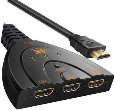 

BUY SURETY HDMI 3 Port HDMI Switch Splitter with Pigtail Cable Media Streaming Device(Black)