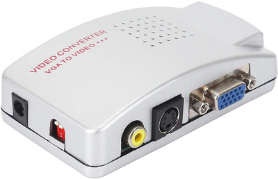

GVAAS High Resolution VGA Video Conversion VGA to Video S-Video/PC to TV (VGA to AV) Signal Adapter Converter Box For computer/laptop/projecter & large screens (WITHOUT DC 5V ADAPTER) Media Streaming Device(Silver)