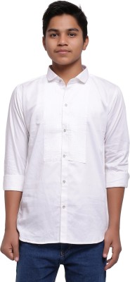 JABAMA Boys Self Design Party White Shirt