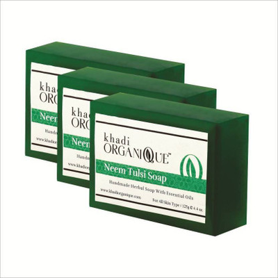

Khadi ORGANIQUE HANDMADE NEEM-TULSI WITH ESSENTIAL OIL (Pack of 3)(125 g, Pack of 3)