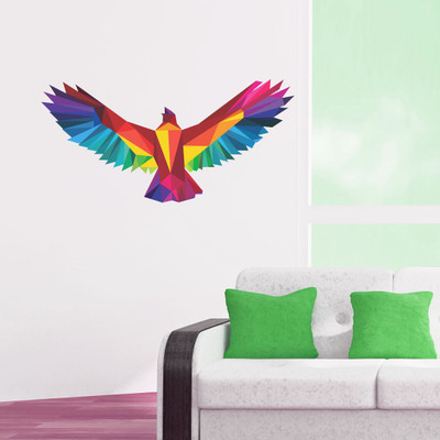 new way decals 1 cm multicolour eagle flying in living room Removable Sticker(Pack of 1)