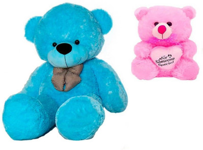 

Samayra Toys Combo Offer Pack of Two Blue Teddy Bear & Pink Teddy bear with i love you heart - 120 cm(Blue, Pink)