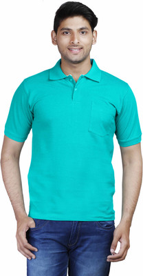 

FLEXIMAA Solid Men' Polo Neck Green T-Shirt, Reliance green