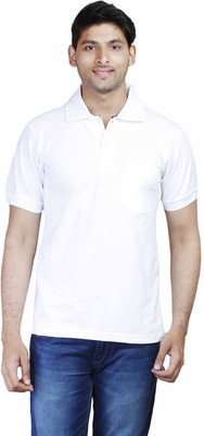 

FLEXIMAA Solid Men' Polo Neck White T-Shirt