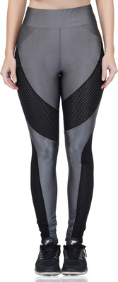 iSweven Geometric Print Women Black, Grey Tights