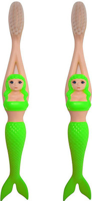 

Jigi Plastic Mermaid Tooth Brush For Kids Set Of 2 (Green_Free Size) Soft Toothbrush(Pack of 2)