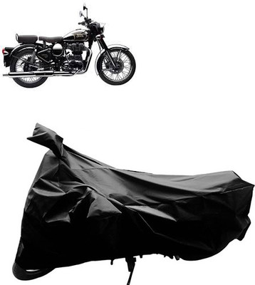 QualityBeast Two Wheeler Cover for Royal Enfield(Classic Chrome, Black)