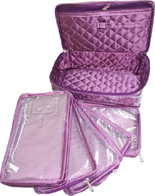 

KINDRED Satin 5 Slots Necklace Pouches Bag Jewellery Vanity Box(Purple)
