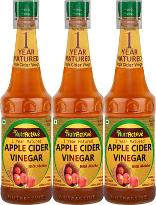 

NutrActive Apple Cider Vinegar 1 Year Matured with strand of mother Raw, Unfiltered, UnPasteurized Vinegar(1500 ml, Pack of 3)