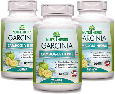 

Nutriherbs Garcinia Cambogia Capsules ( 70% HCA ) 60 Capsules(3 No)