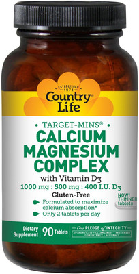 

Country Life Target-Mins' Calcium Magnesium Complex with Vitamin D3 -- 90 Tablets(90 No)