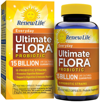 

Renew Life Everyday Ultimate Flora Probiotic 15 Billion Live Cultures 30 Vegetable Capsules(30 No)