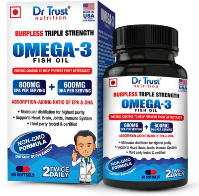 

Dr. Trust (USA) OMEGA 3 FISH OIL EPA 800 DHA 600 Fatty Acids Supplements Capsules Oils(60 No)