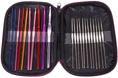

RKPM 22 Pc/Set Multicolor Aluminum Crochet Hooks Stainless Steel Tool Set Needles Knitting Yarn Craft Kit with Case