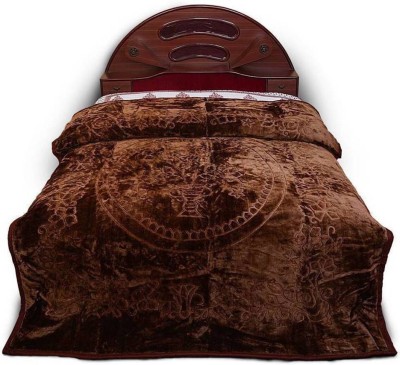 FUBAR Floral Double Mink Blanket for  Heavy Winter(Poly Cotton, Brown)