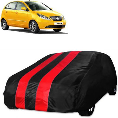 Kuchipudi Car Cover For Tata Vista Tech (Without Mirror Pockets)(Red, Black)