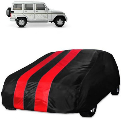 Kuchipudi Car Cover For Mahindra Bolero (Without Mirror Pockets)(Red, Black)
