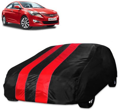 Purpleheart Car Cover For Hyundai Fluidic Verna 4S (Without Mirror Pockets)(Red, Black)