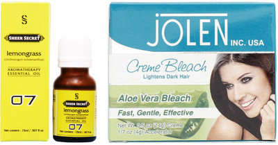 

SHEER SECRET LEMONGRASS ESSENTIAL OIL 15ML and JOLEN ALOEVERA BLEACH 35GRAMS(Set of 2)
