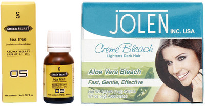 

SHEER SECRET TEA TREE ESSENTIAL OIL 15ML and JOLEN ALOEVERA BLEACH 35GRAMS(Set of 2)