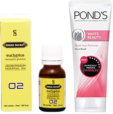 

SHEER SECRET EUCLYPTUS ESSENTIAL OIL 15 ML and POND'S WHITE BEAUTY FACE WASH 100 ML(Set of 2)
